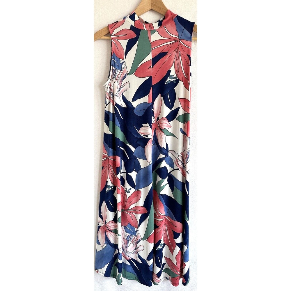 Blooms In The City Dress Women's M Floral Hi Low Stretch Lightweight Made In USA - Picture 4 of 8